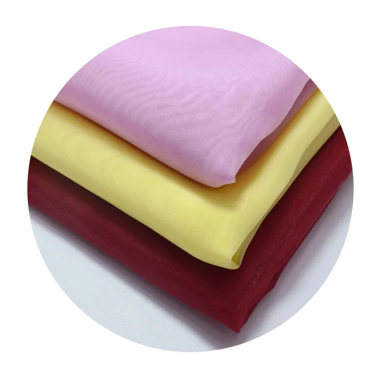 Customized high quality raw material wrinkle resistant breathable beautiful thin silky satin organza fabric