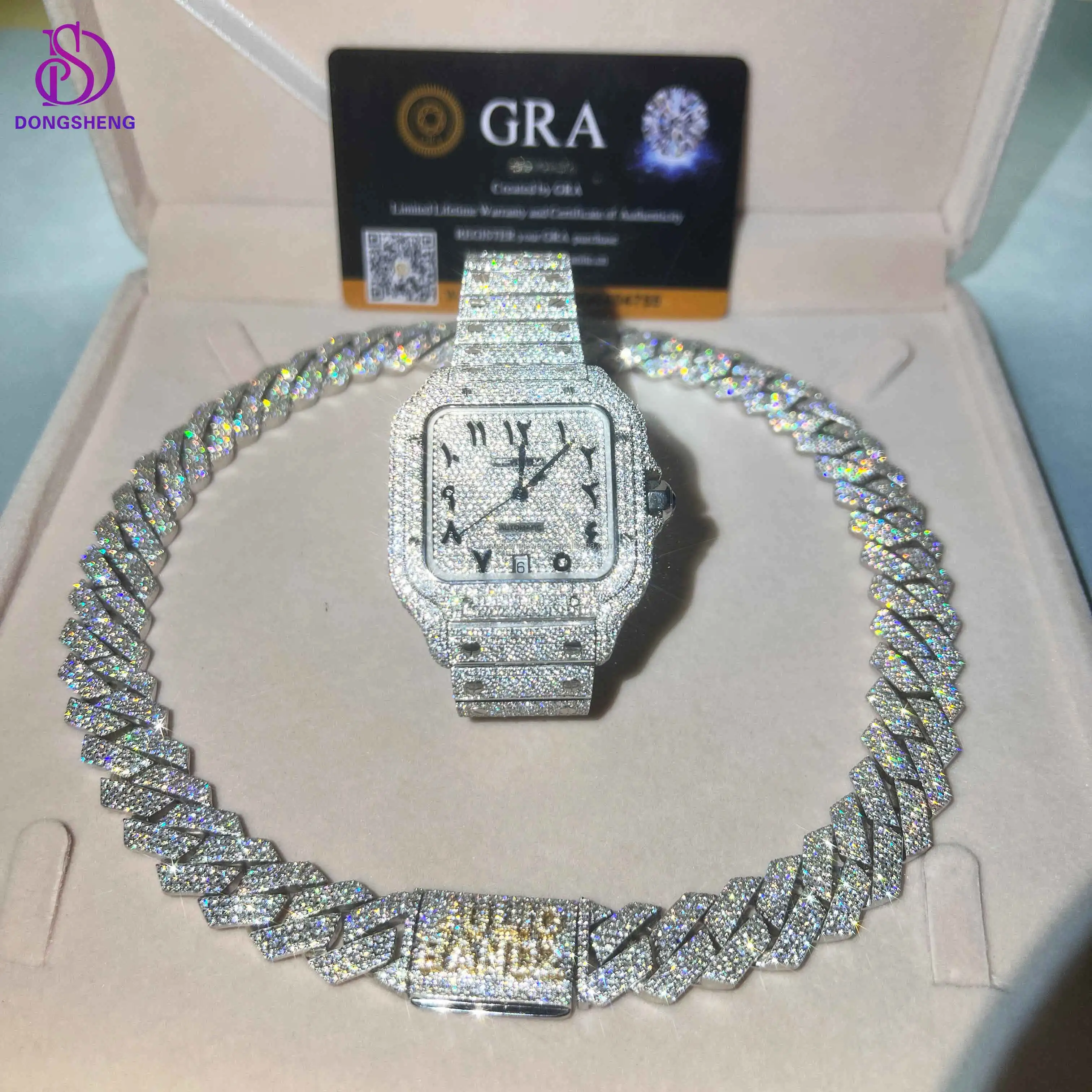 VVS Moissanite Cuban Link Chain Fashion Jewelry Necklace Hip Hop Iced Out High Quality 925 Sterling Silver 13mm 14mm 15mm 1pcs