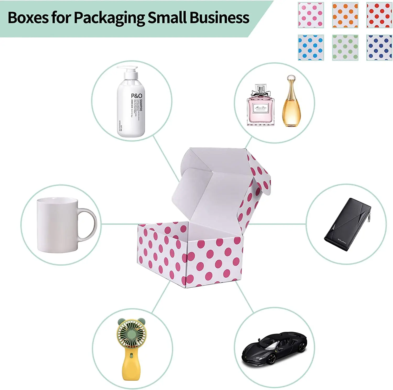 Multi Colored Small Cardboard Mailer Boxes White Gift Shipping Boxes for Women Girl Presents