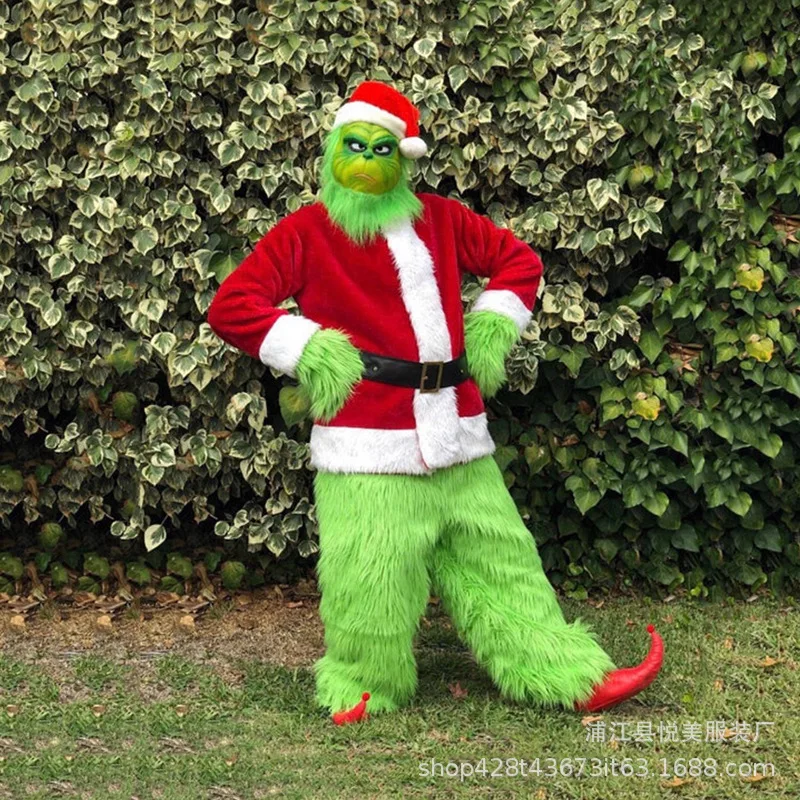 Christmas costume cosplay clothes Santa Claus Geek Green Hair Geek Grinch performance clothes