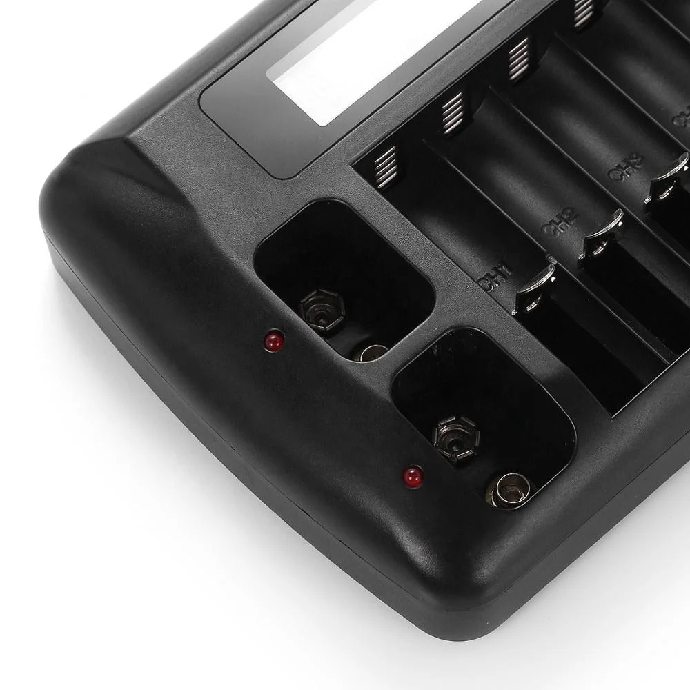 EBL AA AAA 12 Slots Battery Charger With Lcd Display For 9V Nimh Nicd Li-Ion Rechargeable
