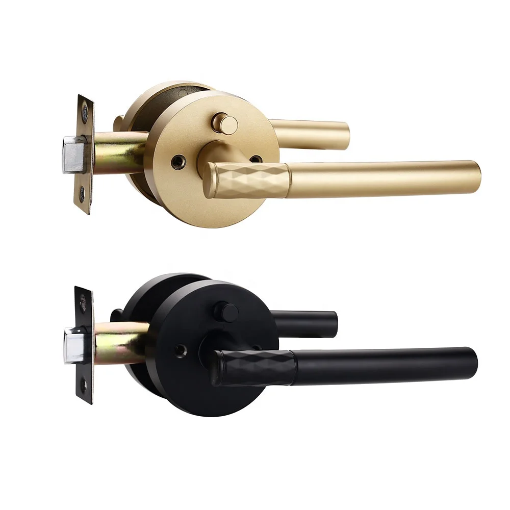 FILTA  Privacy Tubular Round Matt Black Lever Door Handles American Bathroom Handle Door Locks