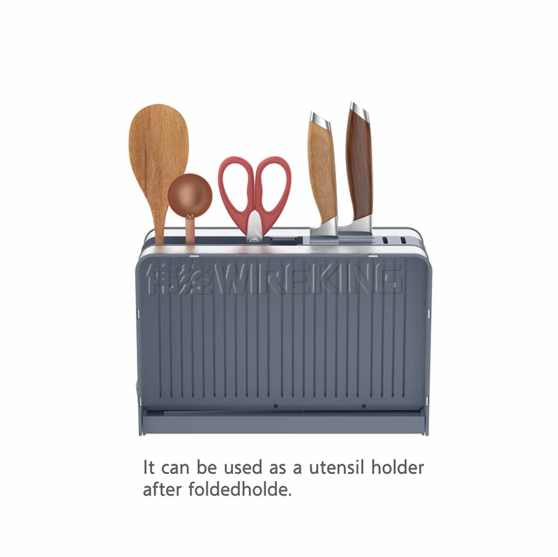 WIREKING SUS Anti-rust Foldable Dish Rack Kitchen Utensil Holder Over the Sink Plate Holder Rack with Small Package