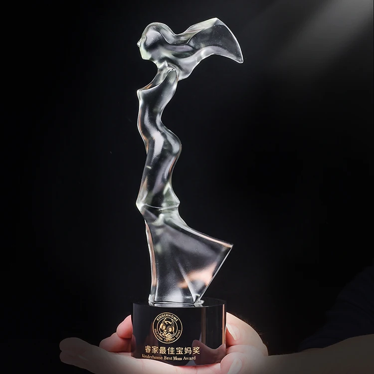 
elegant bodybuilding custom woman shaped optical crystal trophy 