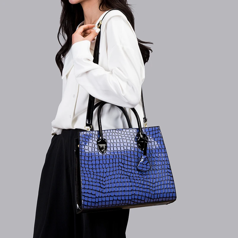 Factory Wholesale Crocodile Luxury Big Handbag 2023 2 pcs in 1 set Trendy Vintage High Quality Lady Purse Handbag