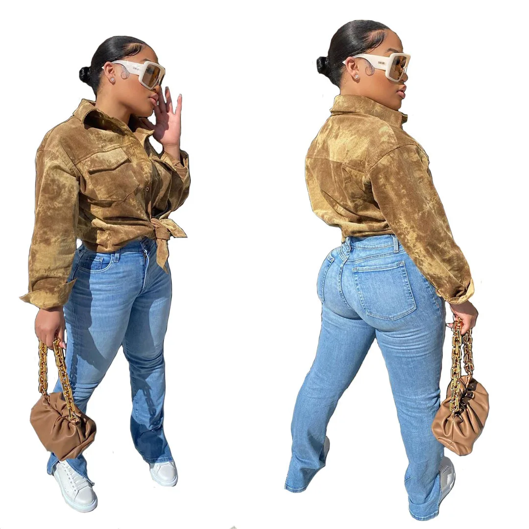 Autumn Corduroy Fall Tops Women Tops Fashionable  Long Sleeve Fashion Ladies Tops for Women 2021 Plain Shirt for Woman