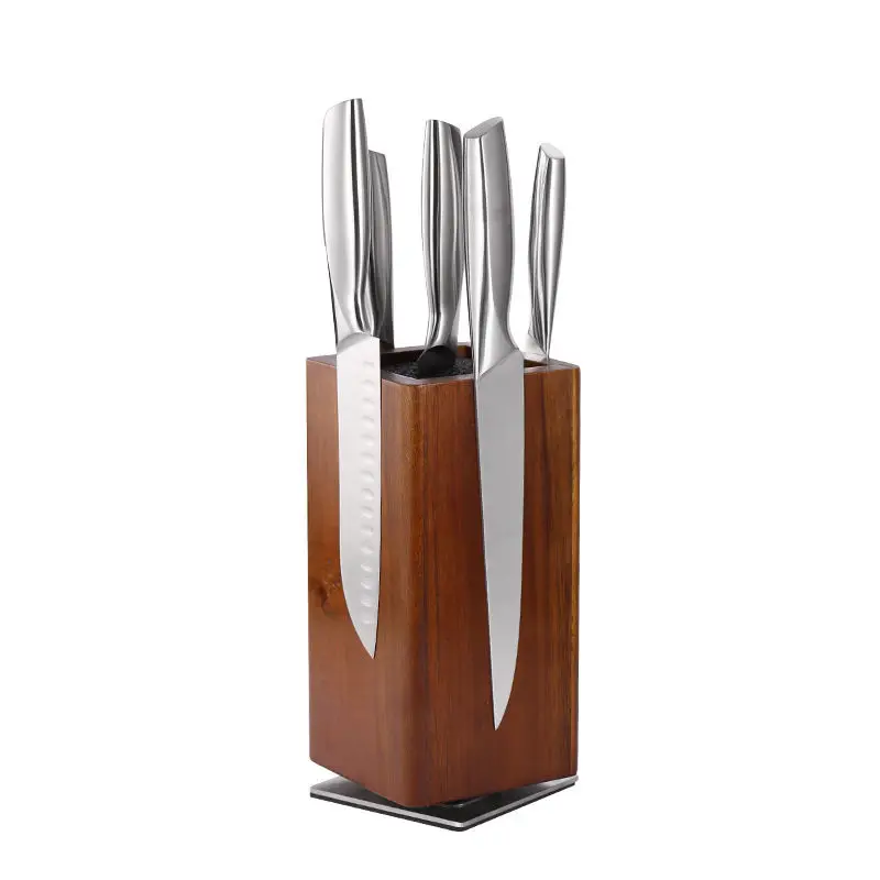 Acacia wood magnetic knife block for kitchen wooden knife holder
