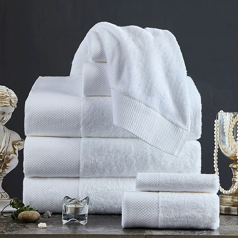 Factory Custom logo luxury hotel 100% cotton thick big bath towels set