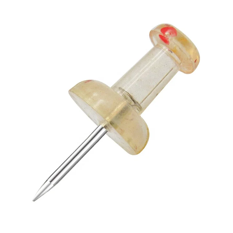 Wholesale colorful transparent long plastic push pins factory price office school drawing supplies daily used cute push pins