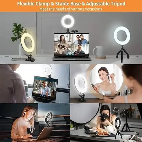 Extendable Foldable Photographic Lighting 6/10 inch Ring Light Phone Tripod Video Lights
