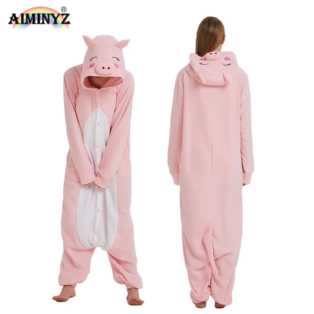 Оптовая продажа, 2023 новый стиль, комбинезон для взрослых, мягкая Пижама с мультяшными животными, зимняя теплая удобная Пижама, розовая пижама со свиньей