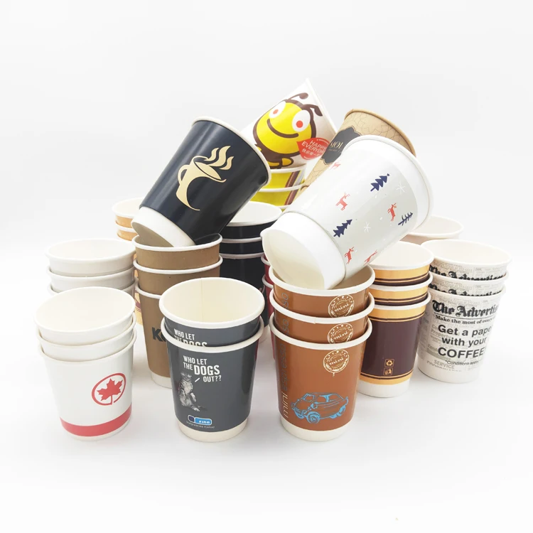 Wholesale Factory 12Oz 16Oz 24Oz Customized Cold Hot Beverage Paper Cup Printed Paper Double Wall Disposable Coffee Cups