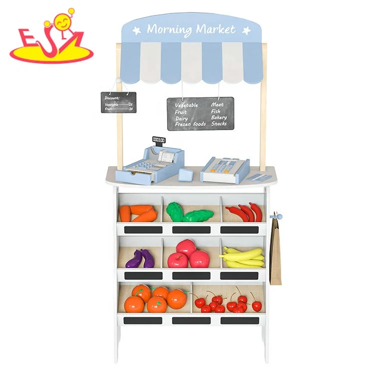 New Design Shopping Game Pretend Play Wooden Supermarket Toys For Kids W10A199