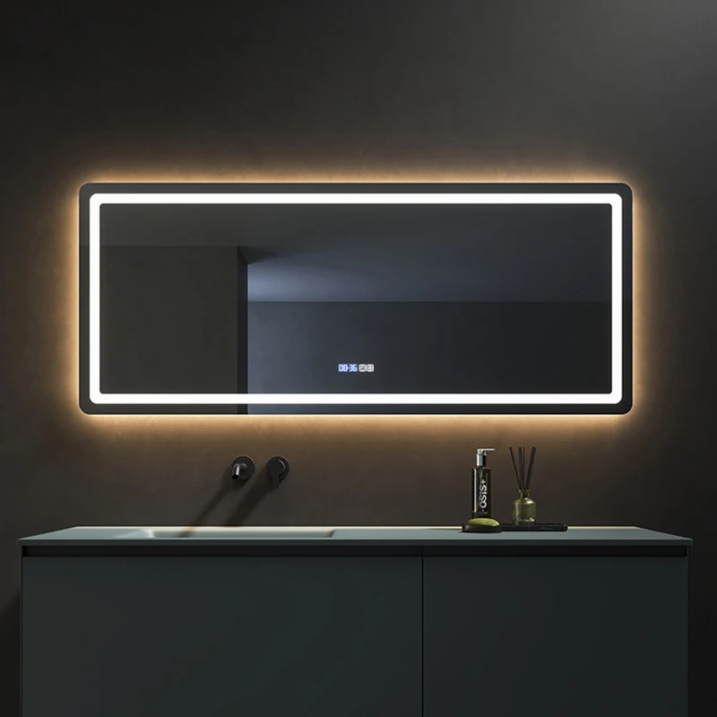 OEM LED Illuminated Backlit Switch Touch Smart Mirror Wall Mounted Bathroom Mirrors with Light