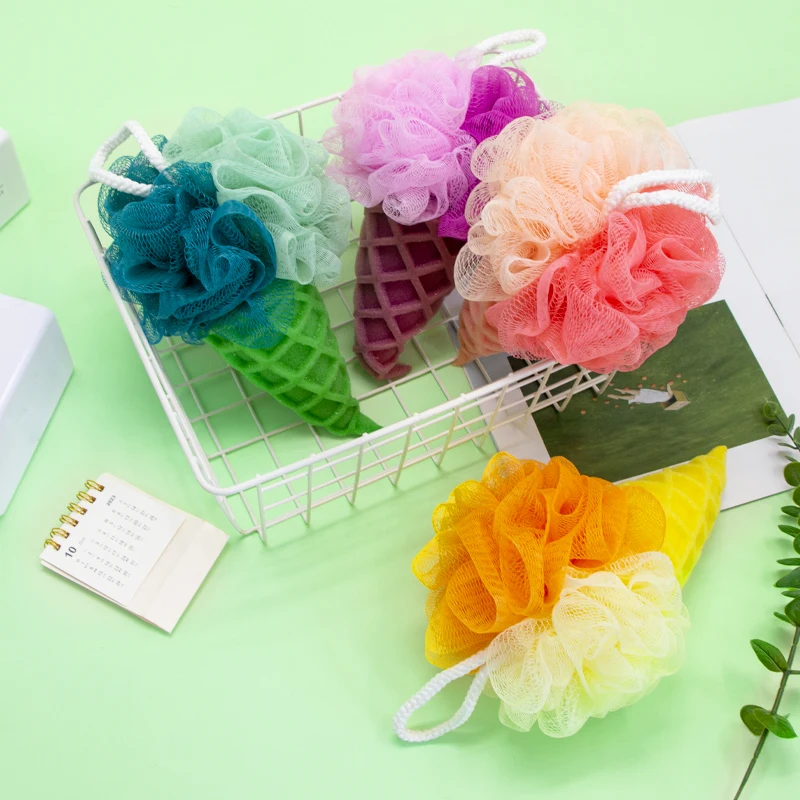 Kids Loofah Ice Cream Bath Sponge Cartoon Bath Shower Sponge Body Scrubber Exfoliating Loofah For Spa Cleaning Shower Puff