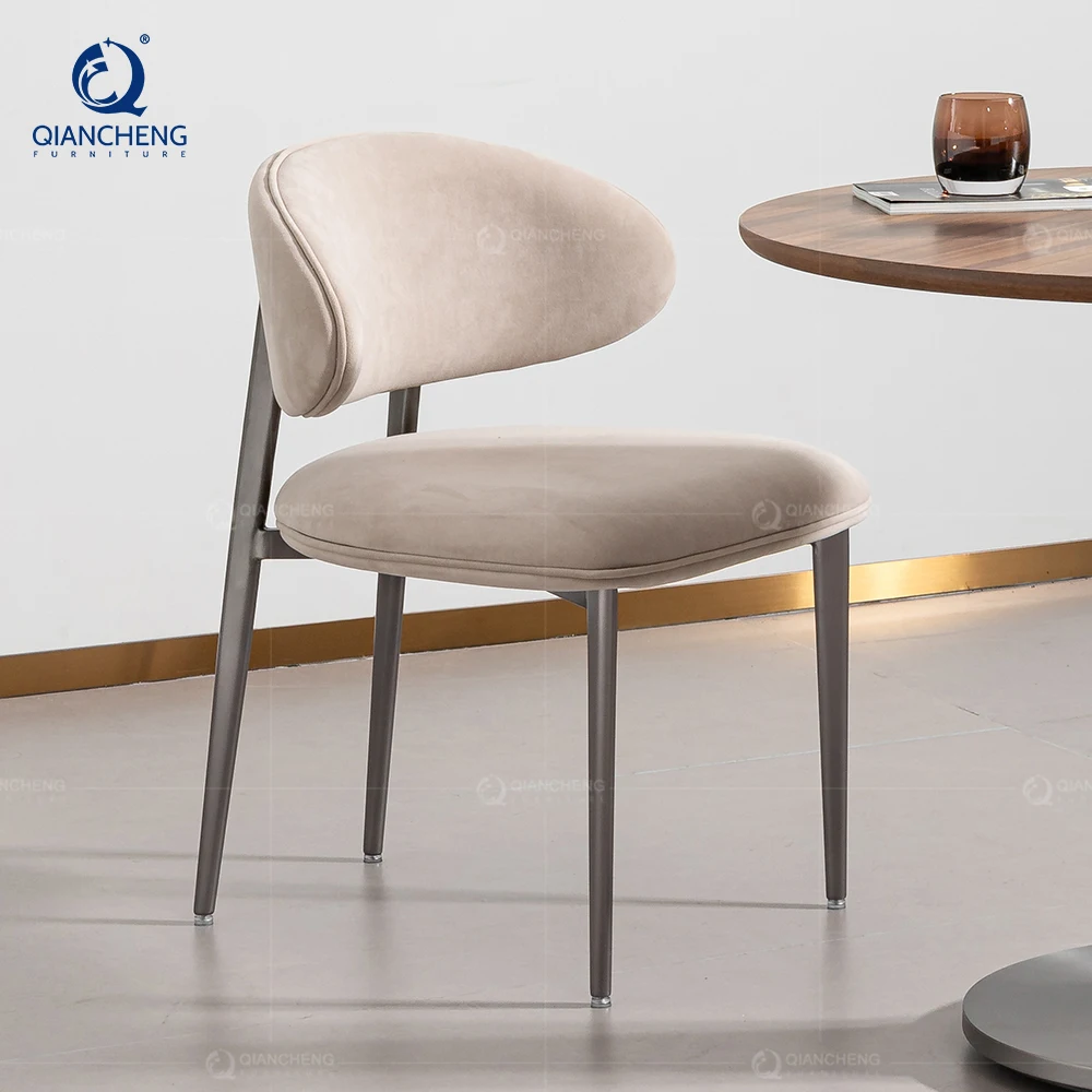 QIANCHENG living room fabric dining modern designer padded upholster dinner restaurant chair white european dinning chairs