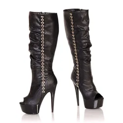 Sexy stage performance side zipper boots 15 cm high with pole dancing boots