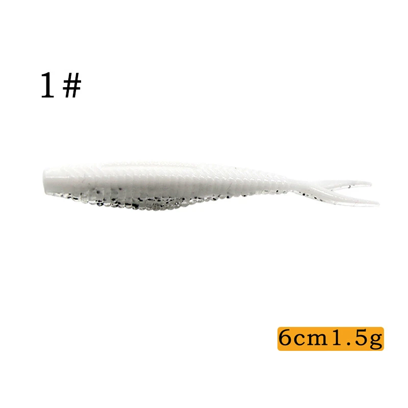 Новое поступление 1 5g 6 см в наличии 8 цветов 10 шт./пакет для рыбалки мягкие блесны на удочку супер Fluke раздвоенный хвост приманки