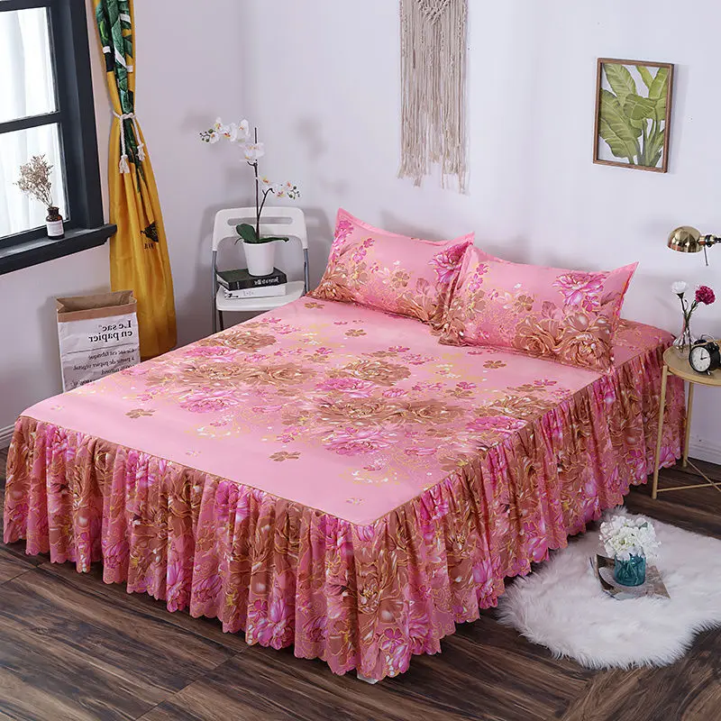 1.8*2m New Korean Version Of Bilateral Bed Skirt And Pillowcase Three-Piece Bedspread Factory Wholesale