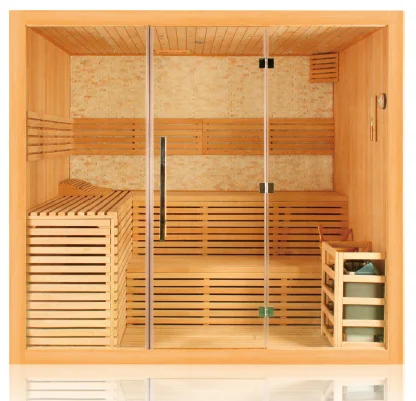 Sunrans solid wood 2 person dry steam sauna room with electric stove for indoor use