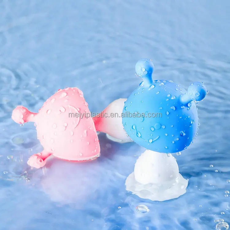 100% Food Grade Baby Teether Rattle Toy Newborn Molar Teether Toy Music Mushroom Teether Toy