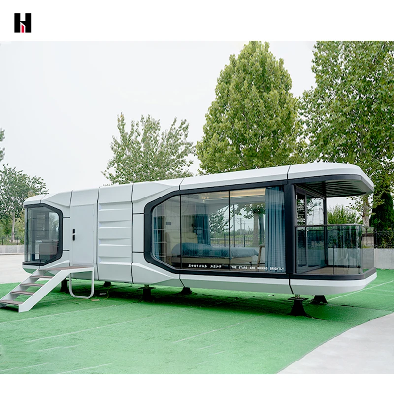 capsule house guangdong do not rust prefab capsul container house 270-degree super-large viewing window
