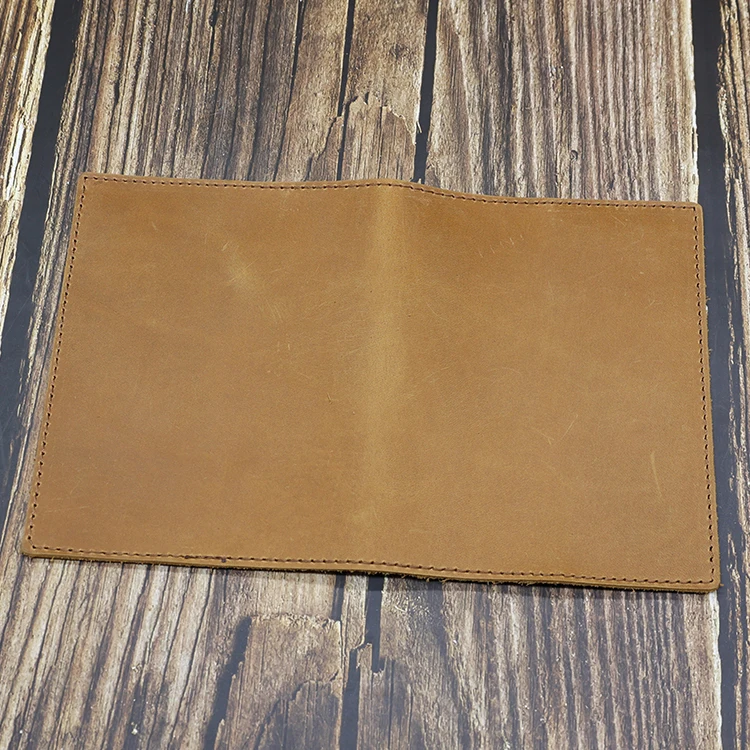 Hey Wing High Quality Light Brown Crazy Horse Genuine Leather Journal Cover with Pocket