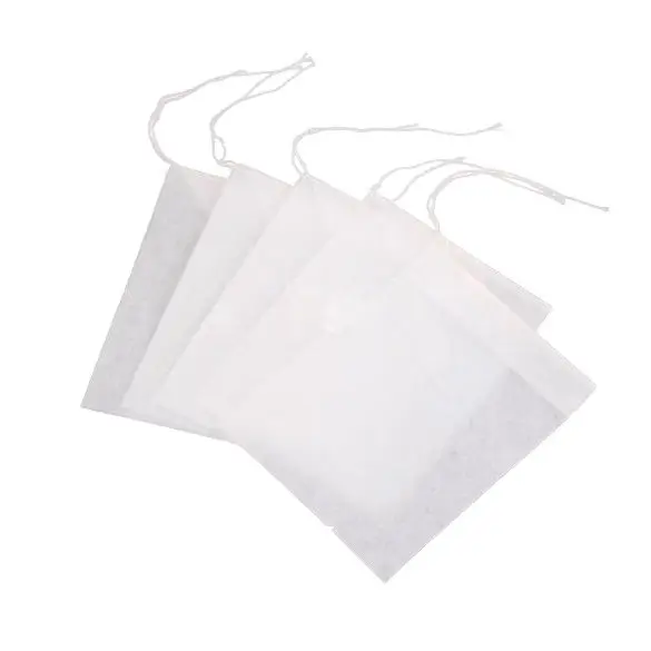 100pcs/pack Tea Bags With Cotton Draw Strings Eco Wood Pulp Paper Filter Tea Bag Heat Seal Empty Loose Leaf Tea Bags