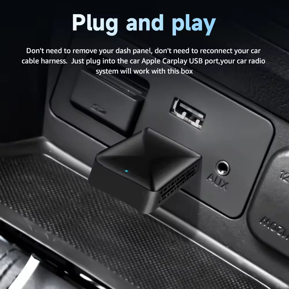 Wireless CarPlay & Android Auto Adapter Wired to Wireless CarPlay & Android Auto with 99% of Cars Easy Plug and Play USB Dongle