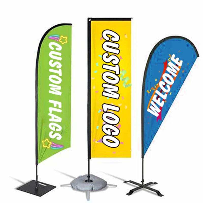 custom feather flags with logo and text advertising beach flagpole feather teardrop flags wind flying beach feather flag