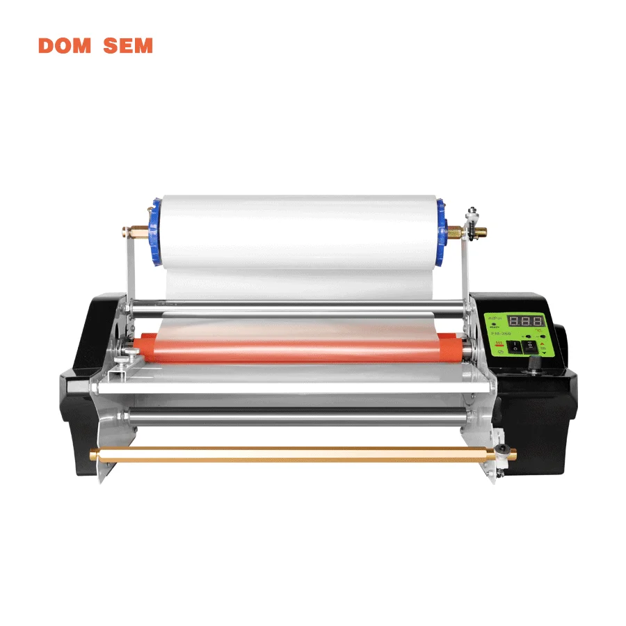 DOMSEM Automatic roll laminator for AB film sticker uv dtf film crystal label lamination phone book laminating machine