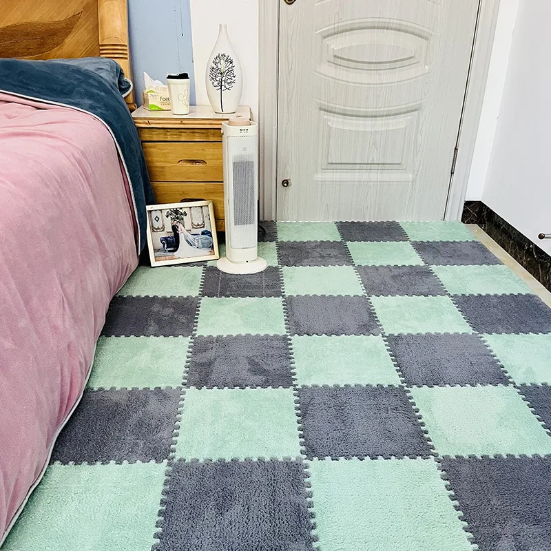 Splicing Carpets for Living Joint Bath Room Anti-skid Rugs Pink Shaggy Area 30*30cm Room Plush Soft Climbing Mat Rug Split