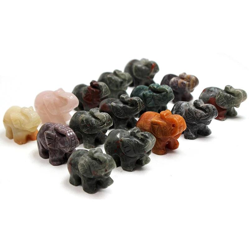 Wholesale natural gemstone  animals carved crystal elephant quartz stone for Home Decoration
