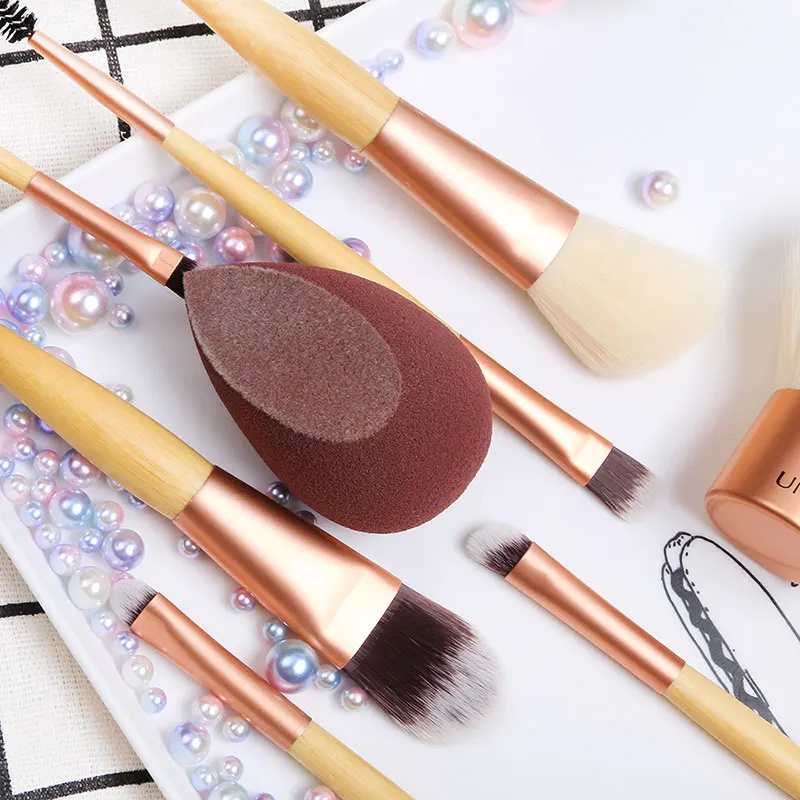 Fashion classic 8pcs brushes sponge kit kabuki brush set