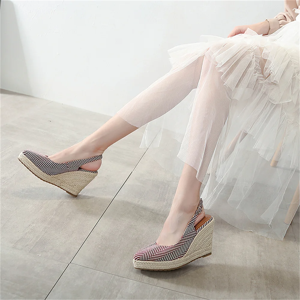 Custom Logo Espadrilles Shoes Women Jute Sole Sandal Ladies Wedges Sandals Causal