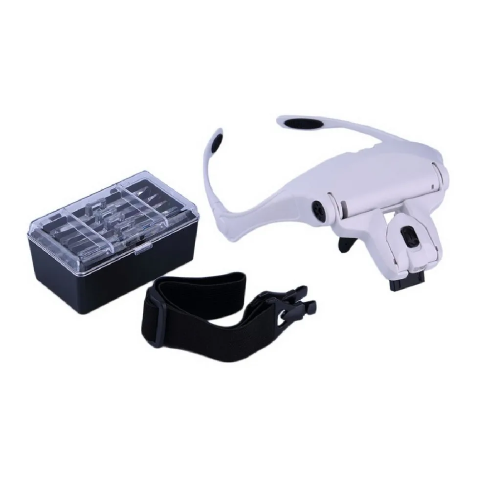 Adjustable 5 Lens Loupe LED Light Headband Magnifier Glass LED Magnifying Glasses With Lamp eyelash extension grafting