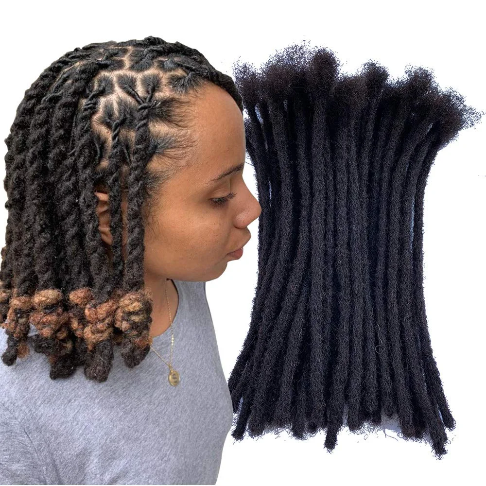 wholesale 100% handmade  afro kinky human hair dreadlock extension loc extension human hair crochet dreadlock braiding hair