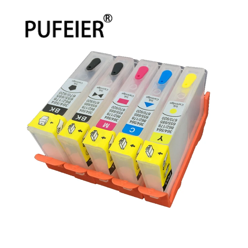 5 Color Refillable Ink Cartridge With ARC Chip Compatible For HP364 Photosmart 7510 B8550 C5324 C5380 C6324 C6380 D5460 CISS