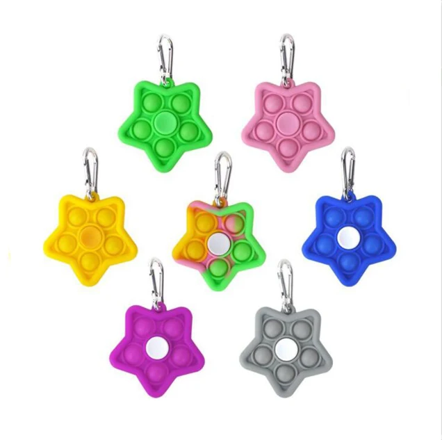 Wholesale  Customized Star Shape Silicone Fingertip Spin Top Fidget Spinner With Keychain