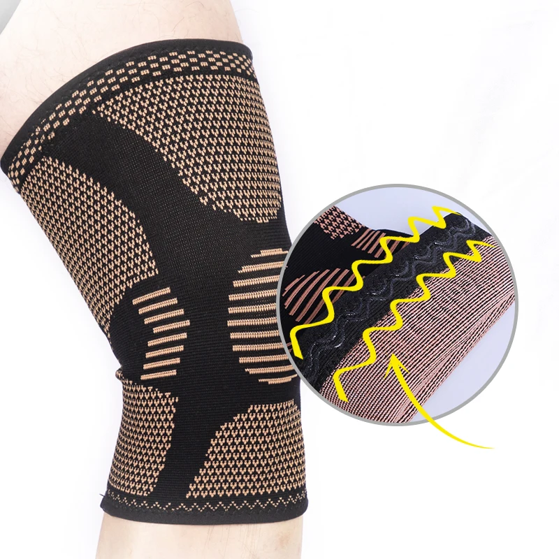 Copper Nylon Knee Support Pads Copper Compression Knee Brace Sleeve for Sports Workout Arthritis Pain Relief and Support