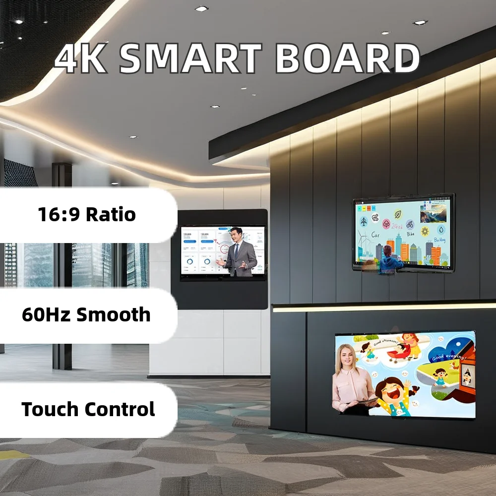 Interactive 75 Inch Smart Board 4K Display LCD Digital Whiteboard with 65/55/86 Inch Interactive Flat Panel OEM Supplier
