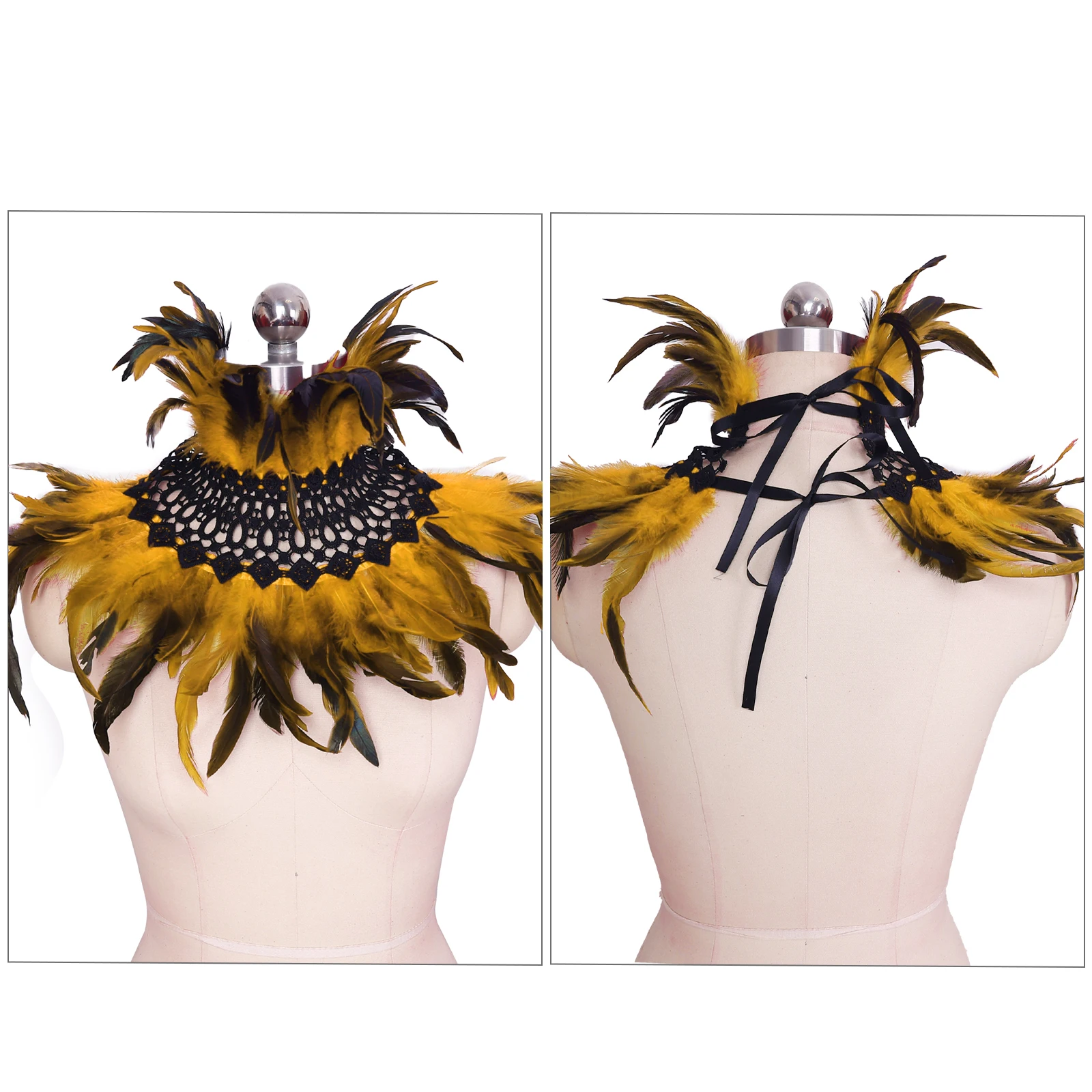 2023 New Women Feather Scarf Shawl  Lingerie Adjust Gothic Halloween Carnival Feather Costume Rave Christmas Show Burning