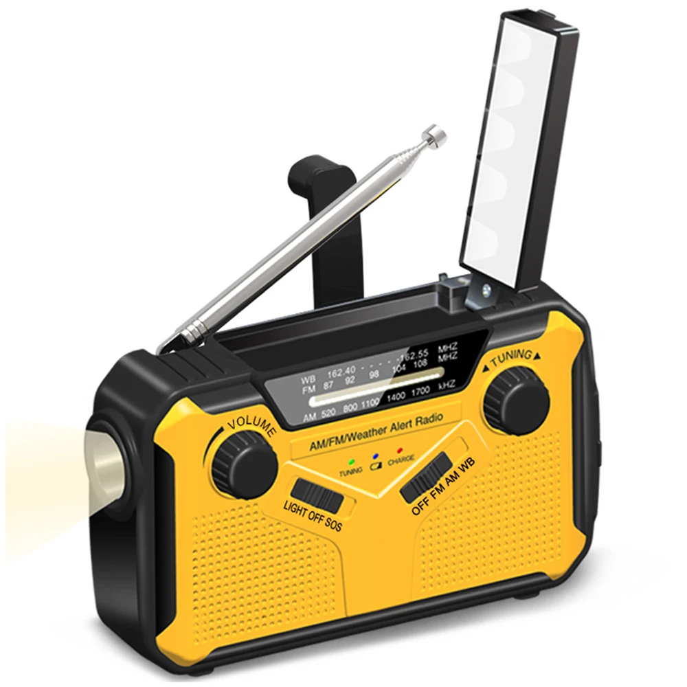 
Portable Mini Emergency Crank Radio 2500mAh for Solar Hand Crank Portable AM/FM/NOAA Weather Radio 