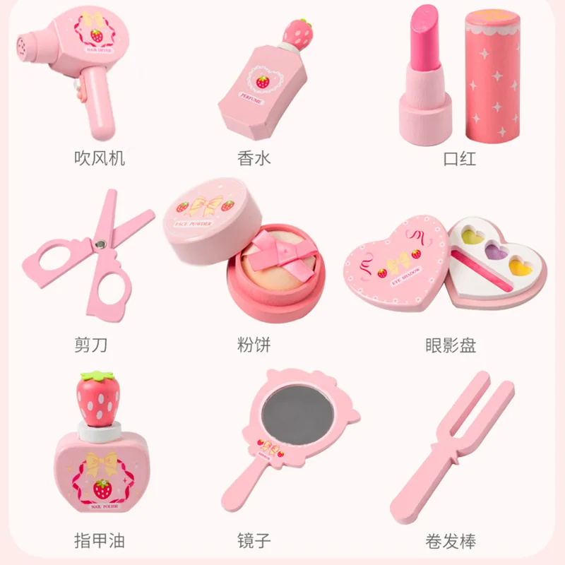 New Hot Selling Funny children Make Up Toy Set Kids wooden Cosmetics Set Beauty Princess Dresser Toy Girls Pretend Play toys