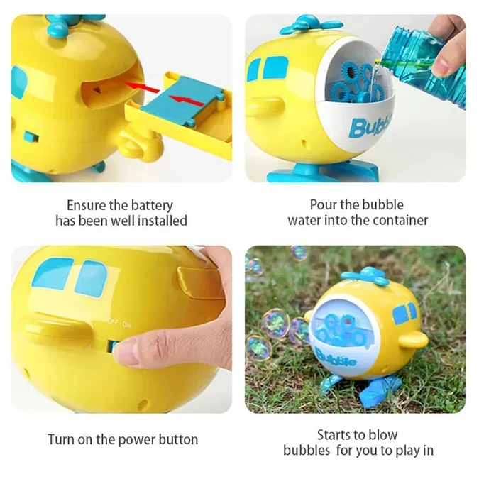 Automatic Bubble Blower Helicopter Electric Bubble Maker Machine For Kids/toddlers Outdoor Outside Bubble Toys Usb Charging