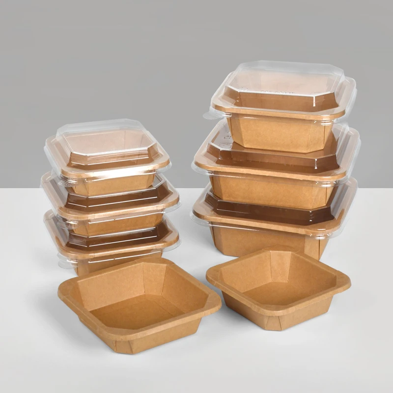 SenAng Custom cheap Packing Boxes New Product Square Hot Food Take out Rice packaging Kraft Paper Octagonal Bowl