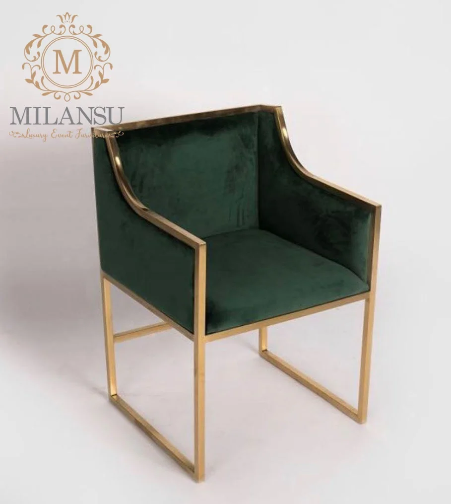 Кресло для отдыха с рамой из нержавеющей стали золотого цвета для гостиной по заводской цене, стул для свадьбы