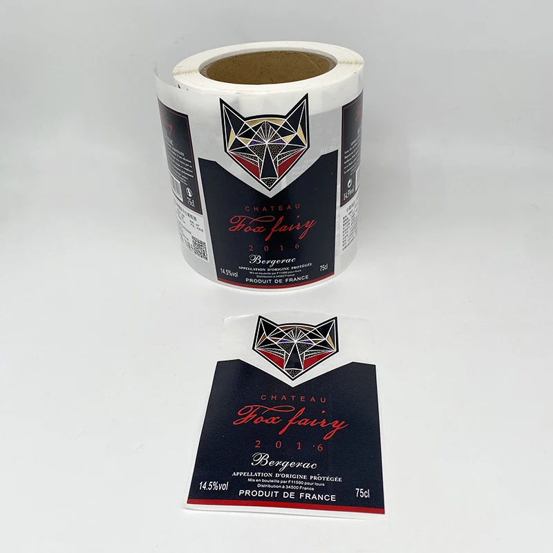 Custom self-adhesive printed paper gold foil wine labels for bottles