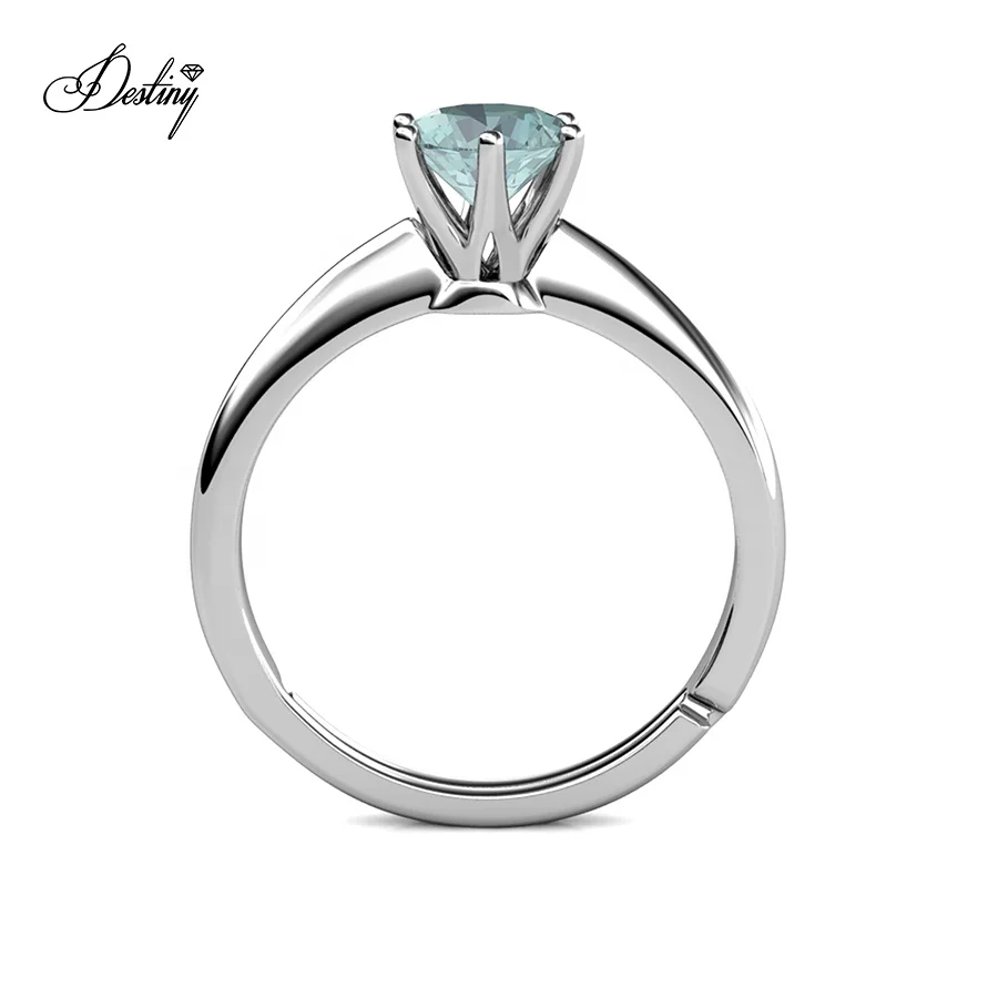 18kt Gold 925 Sterling Silver 1 Carat GRA Certificate Moissanite Diamond Blue Gemstone Ring For Women Destiny Jewellery