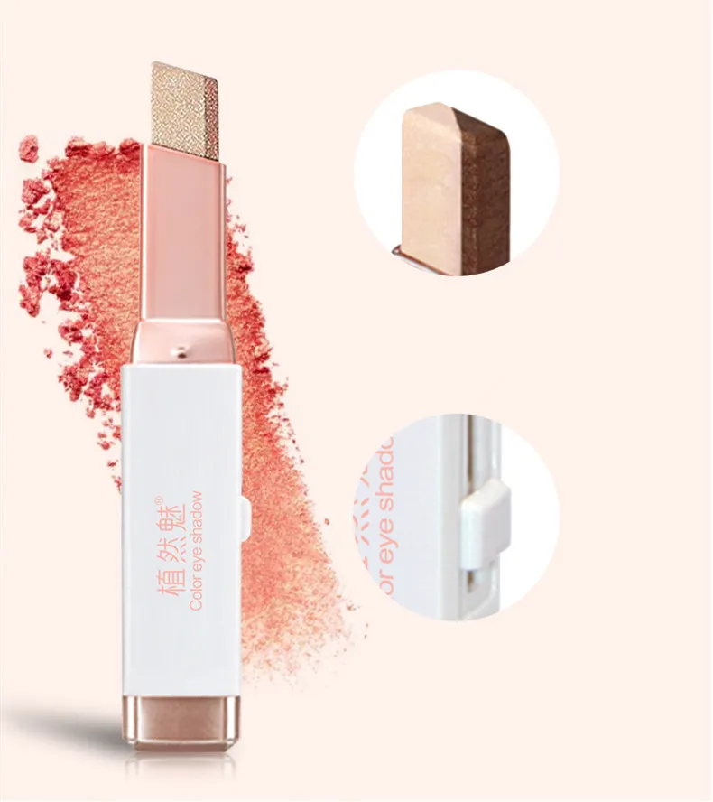 Double Colors Eye Shadow Stick Matte Glitter Shimmer Eyeshadow Gradient Makeup Sticks Waterproof